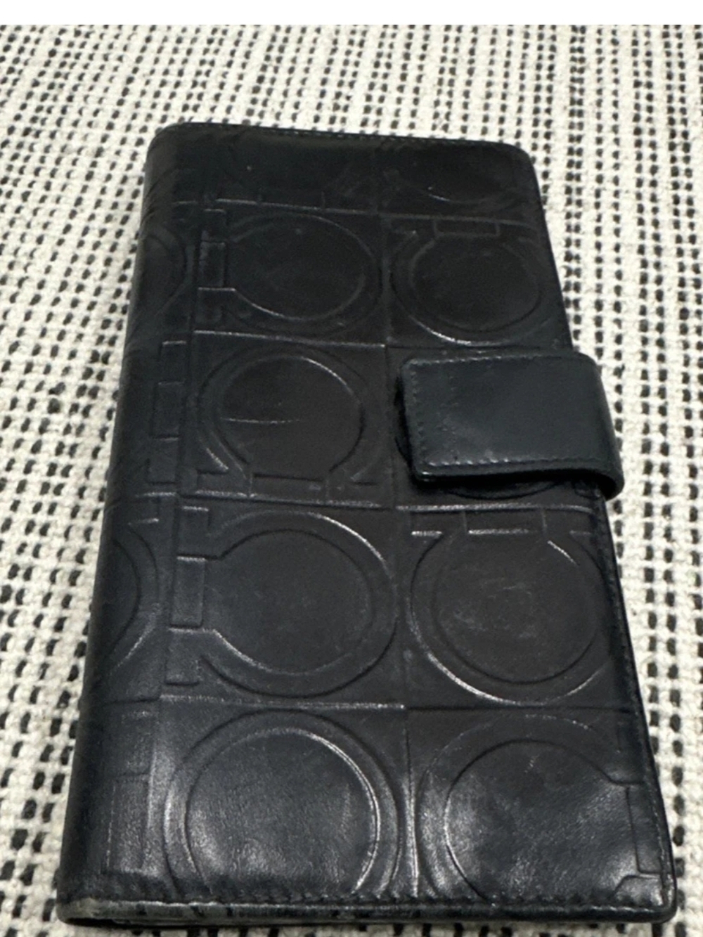 Salvatore Ferragamo Black Embossed Leathe Wallet